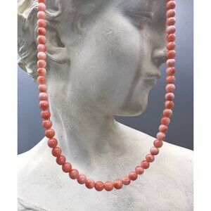 Vintage 12k Gold Filled Natural Angel Skin Coral Bead Necklace